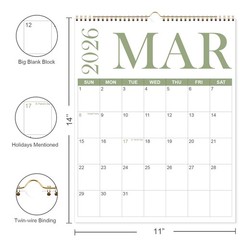 2026 Calendar – 12 Monthly Wall 11″ x 14″ 12-Month Wall, BigLetter