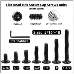 5/16-18 x 4″ [10 PCS] Flat Head Socket Cap Screws 304 Stainless Steel Hex Dri…