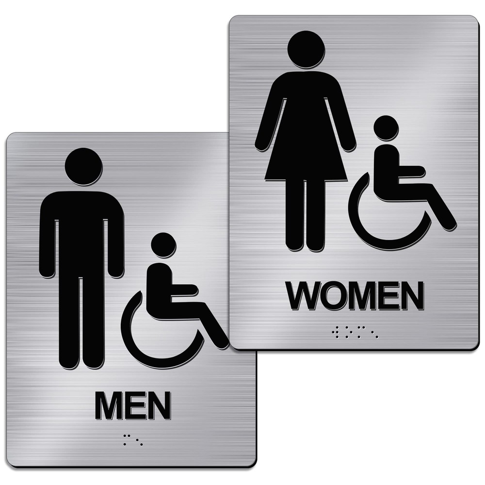 2 Pcs Restroom Sign Business Men and Women Commercial Bathroom Signs, 8 x 6 Inch