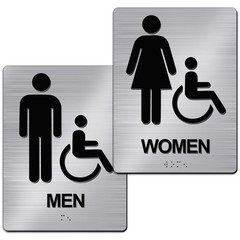 2 Pcs Restroom Sign Business Men and Women Commercial Bathroom Signs, 8 x 6 Inch