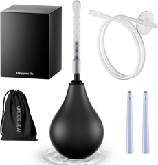 Kit Lavativa Silicona Negra 225ml Limpieza Anal Vaginal Manguera 4 Boquillas