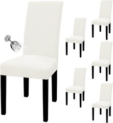 100% Waterproof Dining Room Chair Cover Set of 6, Stretch Jacquard Parson Chair