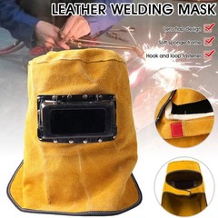 Leather Welding Helmet Mask Solar Auto Darkening Filter Lens Welder Hood New