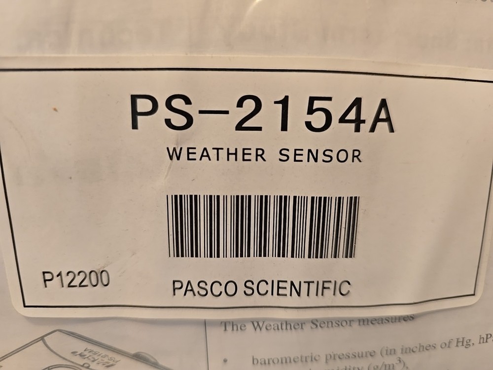 PASCO Scientific PS-2154A Weather Sensor – NEW in package See Other PASCO