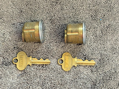2 Mortise Lock Cylinders Adams Rite cam For Store Front Doors, 5 pin, Brass.