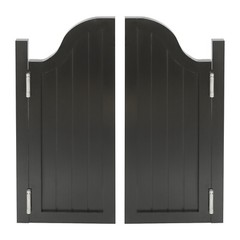 2 Doors Black Swing Solid Wood Door 180?? Partition Door w/ 4 Hinges for Shop US