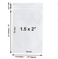 10 Pack. 1.5 X 2 Zip Lock Poly Resealable Clear Plastic Bags. Small/Mini.