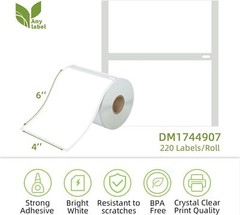 2 Rolls Direct Thermal Shipping Labels 4×6″ 220/Roll 1744907 DYMO 4XL Compatible