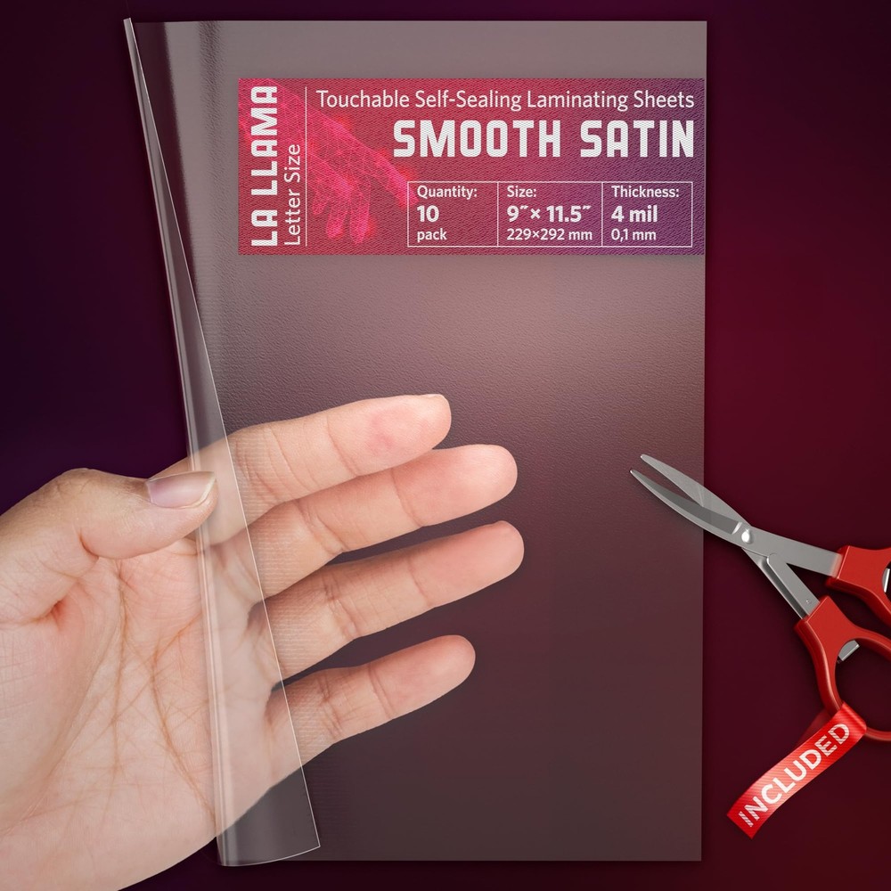 Textured Self Adhesive Laminating Sheets, Smooth Satin Finish, 9 x 11.5 Inche…