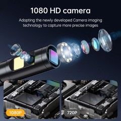 1080P HD Industrial Endoscope Borescope 4.3” Screen 8mm Inspection Snake Camera