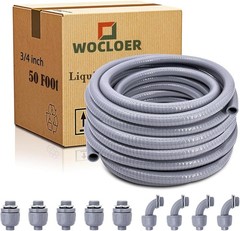 Gray 50ft Liquid-Tight Conduit Kit for Electrical Wiring