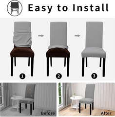 100% Waterproof Dining Room Chair Cover Set of 6, Stretch Jacquard Parson Chair