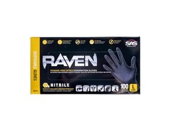 SAS Safety 66518 Raven Disposable Black Nitrile Gloves, Large, 100 ( Pack of 1)