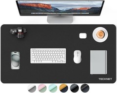 TECKNET 31.5″x15.8″ Leather Desk Mat Pad, Large Office Double-Sided Laptop De…