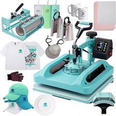 Combo 8 IN 1 T-Shirt Heat Press Transfer Machine 15″x15″ Sublimation Swing Away