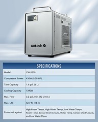 OMTech 6L Water Chiller for 80W 100W CO2 Laser Tubes CNC Laser Engraver CW-5200