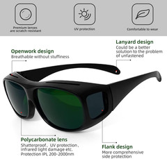 Wrap-Around Laser Safety Glasses 200Nm-2000Nm Protective Goggles for Tattooing a