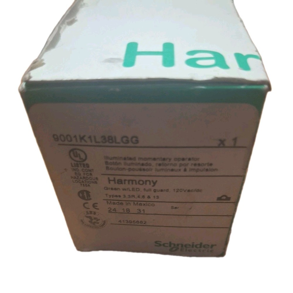 Schneider 9001K1L38LGG Push Button Harmony 30mm Illuminated 120V LED New