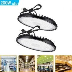 2 Pack 200W Led UFO High Bay Shop Light Factory Commercial Industrial Warehouse