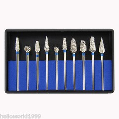 10Pcs Dental Lab Polishing Bur Drills Tungsten Steel Carbide Burs 2.35MM HP