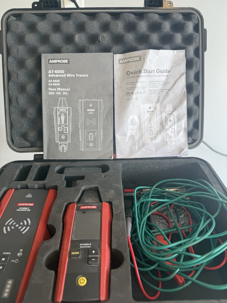 Amprobe AT-6020 Advanced Wire Tracer Kit w/ Transmitter, Receiver, Case, Manuals