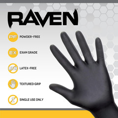 Safety 66519 Raven Powder-Free Nitrile Disposable Glove, X-Large, 7 Mil Thick (P