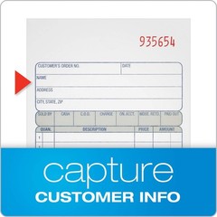 Sales Order Book, 2-Part, Carbonless, White/Canary, 4-3/16 x 7-3/16 Inches, 50 S