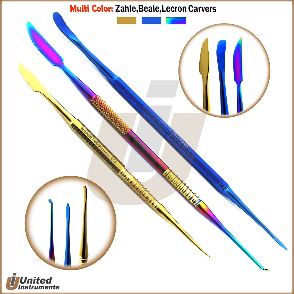 Multi Color Lecron Zahle Beale Carvers 3Pcs Wax and Modelling Dental Lab Tools