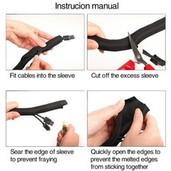 Split Braided Cable Sleeve Nylon Self Wrap Wire Loom Cord Management Protector