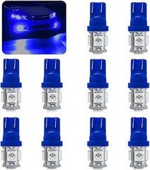 10PCS 194 LED Bulb, 6000K Cool White T10 168 W5W 2825 5SMD 5050 Ch Color: Blue