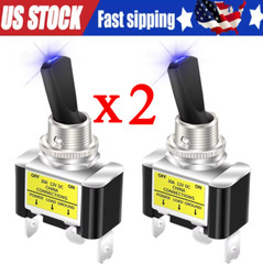 2x Blue LED Light 3Pin Rocker Toggle ON/Off Switch 30A 12V for Car Boat Marine