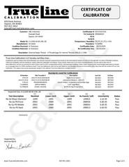 Long Form Calibration Certs For Thread Gage (Purchased w/ M & J Tooling Gage)