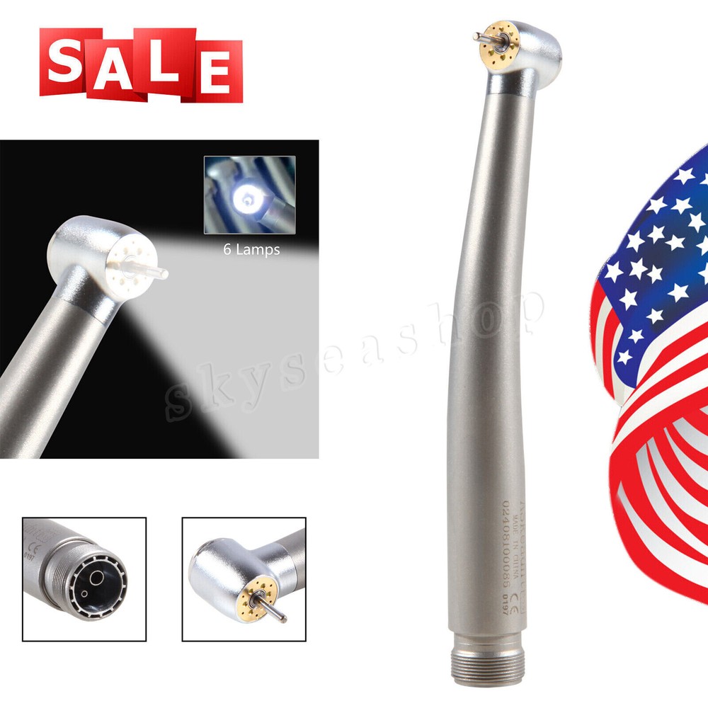1-10 Dental 6 LED E-generator Fiber Optic High Speed Handpiece 2Hole 6 Sprays