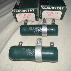 Clarostat Adjustable tubular ceramic resistor 75 Ohms 25 Watt New Box of (2)