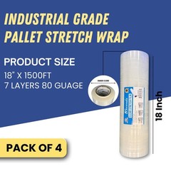 Industrial Grade Pallet Stretch Shrink Wrap Machine Use 18″ x 1500Ft 80 Gauge