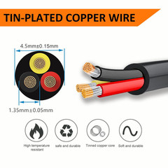 22 Gauge 3 Conductor Electrical Wire, 50FT Black Stranded Low Voltage 22/3 Cabl