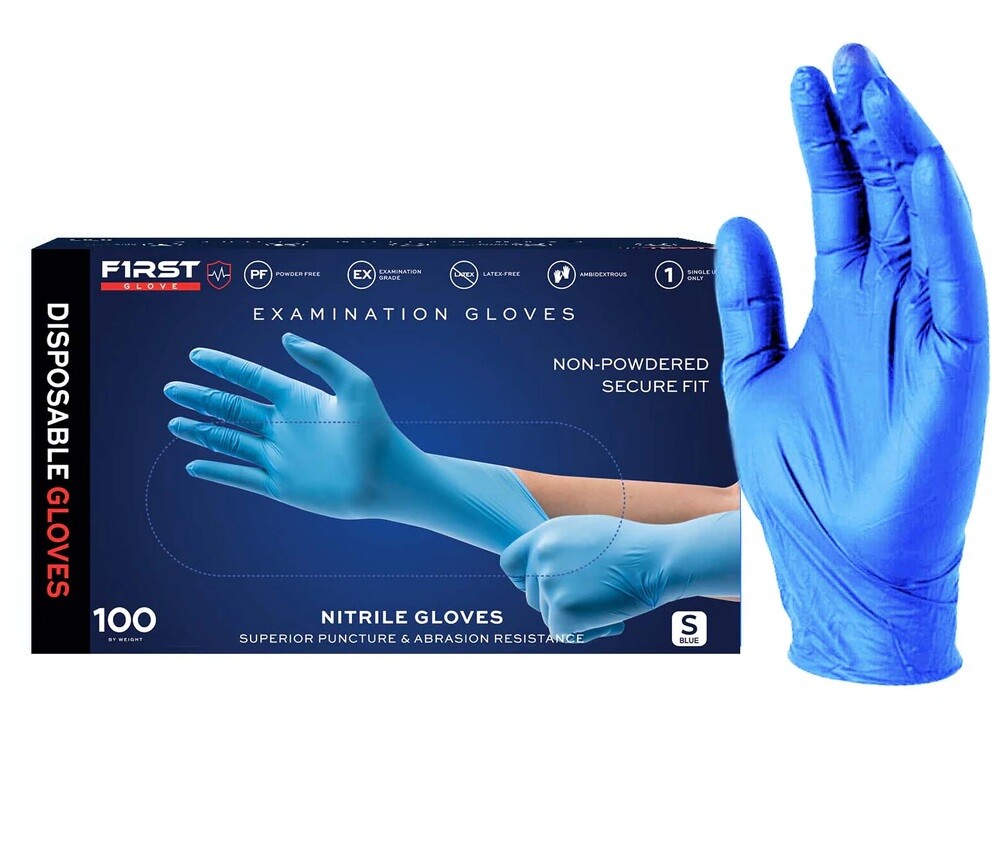 First Glove Nitrile Examination Gloves SMALL – Blue 1000 Pcs