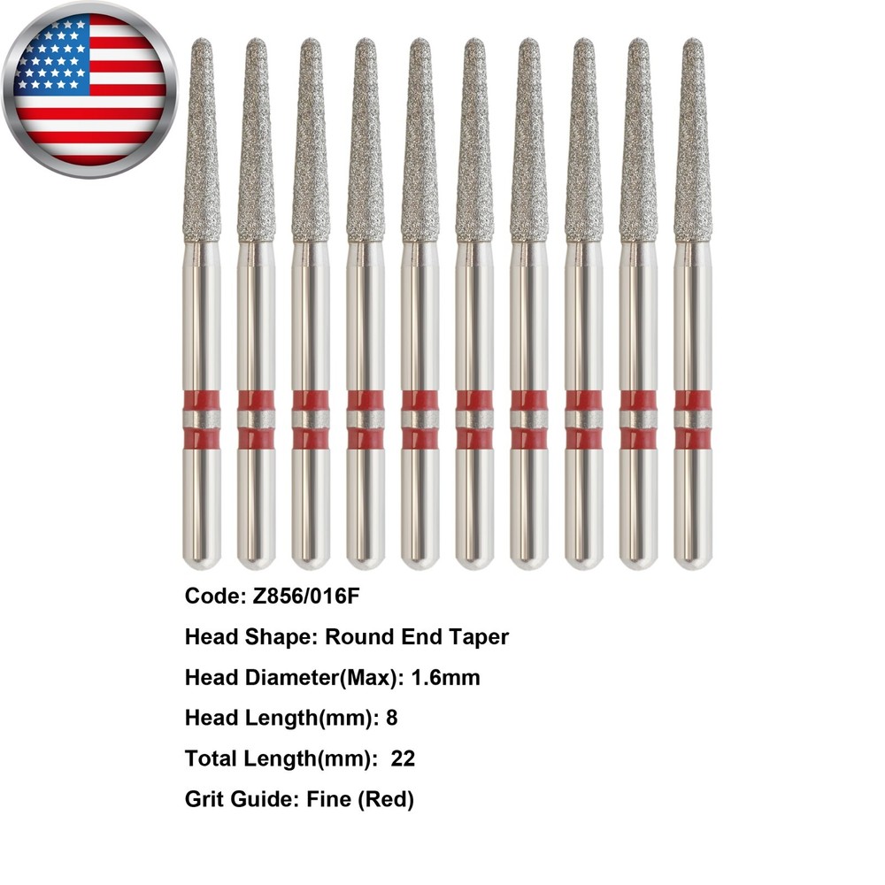 Dental Diamond Burs Zirconia Cutter Fine Round End Taper Z856/016F FG High Speed