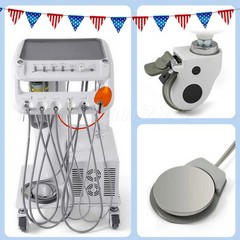 Dental Portable Mobile Delivery Unit System With Suction Air Compressor 4Hole