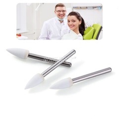AZDENT Dental Flame Mounted White Stone Polishing Burs FG Abrasion Point Burs