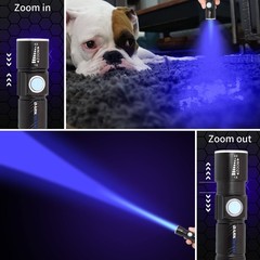 DARKBEAM UV 365nm Flashlight USB Rechargeable Ultraviolet Light led Black