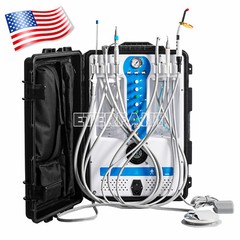 Portable Dental Mobile Delivery Unit System w/Air Compressor 4Holes Suction Cart