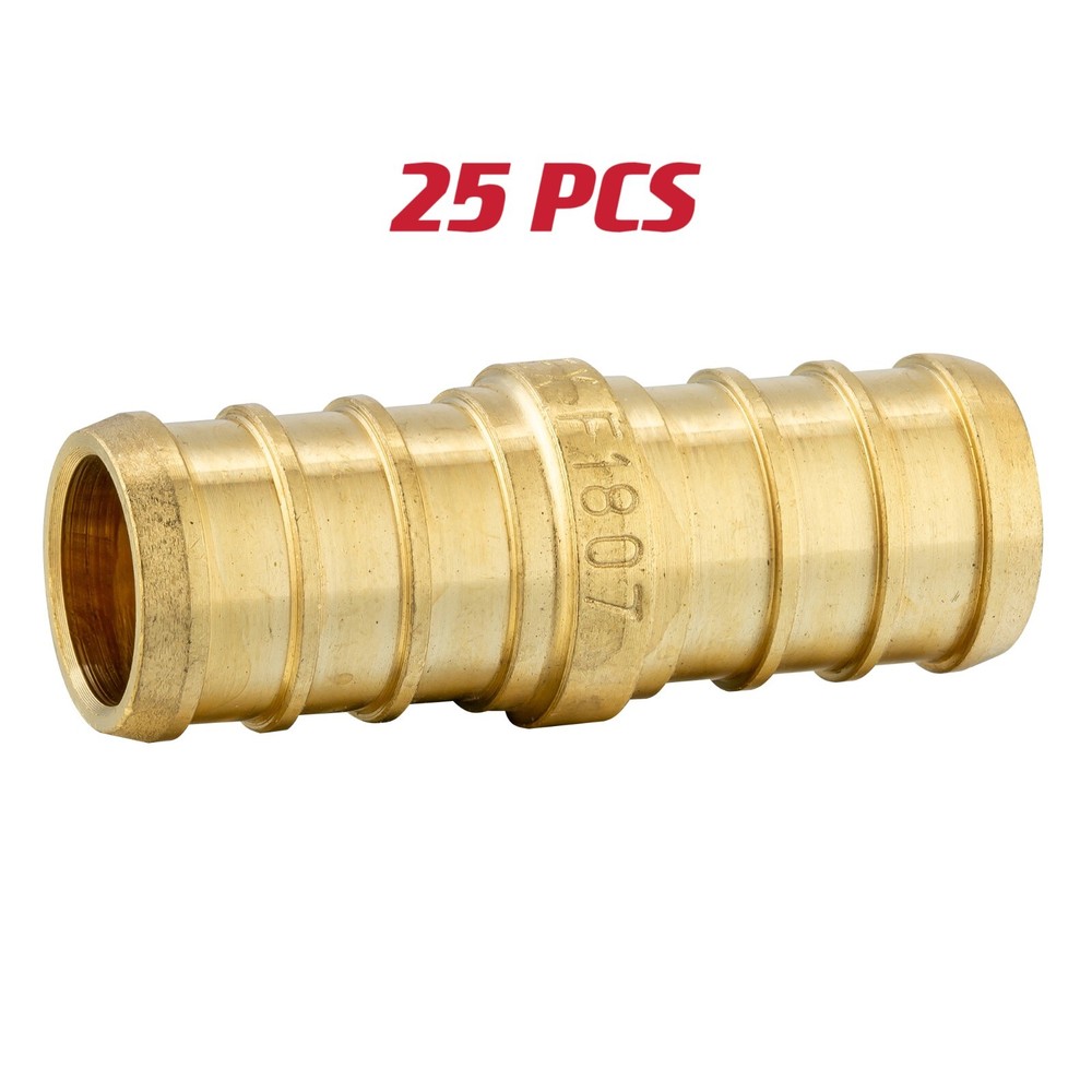 25 PCS EFIELD 1/2″ Pex Straight Coupling Brass Crimp Fitting, Lead Free-NSF