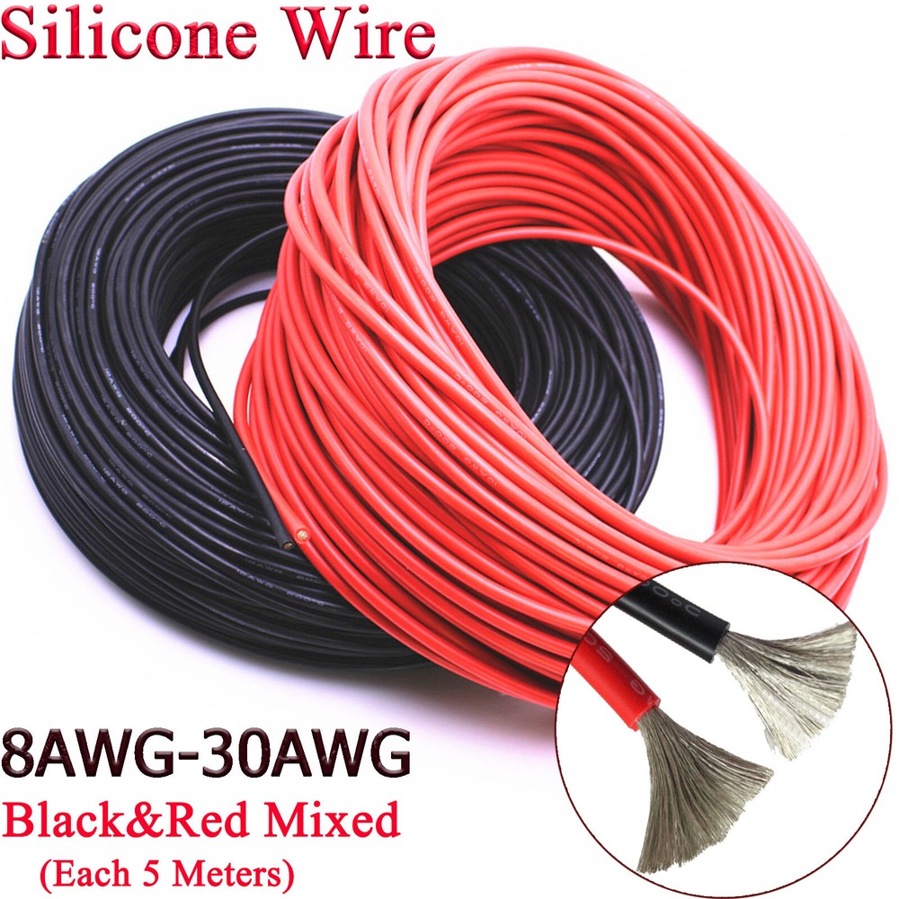 30/28/26/24/22/20/18/16/14/12/10/8awg Stranded Silicone Line Black&Red Wire Kits