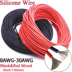 30/28/26/24/22/20/18/16/14/12/10/8awg Stranded Silicone Line Black&Red Wire Kits