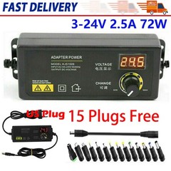 72W Power Supply DC 3V~24V Adjustable Variable Universal Switching AC/DC Adapter