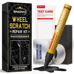 Wheel Scratch Repair Kit, Gloss Black Rim Repair Kit Curb Rash, DIY Alloy Wheel