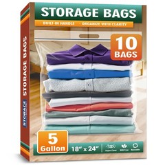 5 Gallon Extra Large Zipper Bag, 18â€ X 24â€ Clear Plastic Zip Bag with Han…