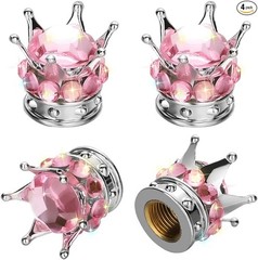 Bling Tire Valve Stem Caps, 4 Pack Pure Handmade Rhinestone Color: Silver/Pink