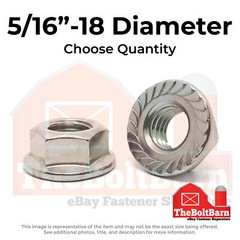 5/16″-18 Stainless Serrated Hex Flange Lock Nuts (Choose Qty)